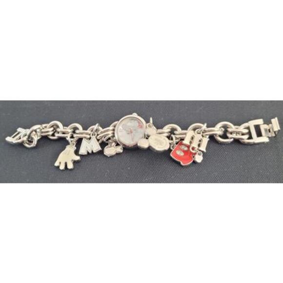 Disney Mickey Mouse Charm Bracelet Watch – Silver Link Chain - Picture 4 of 6